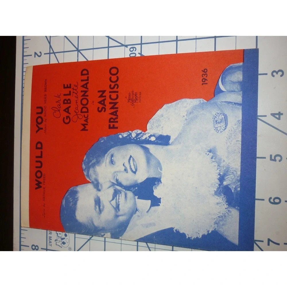 San Francisco Movie Sheet Card Clark Gable 1936 Travel Letter
